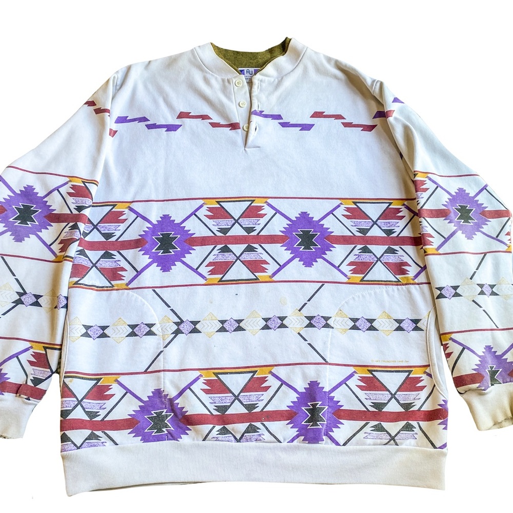 Vintage 90s AU Sportswear Henley Sweatshirt
